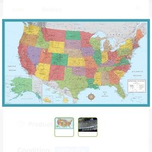 NWT NIB Laminated Wall Map